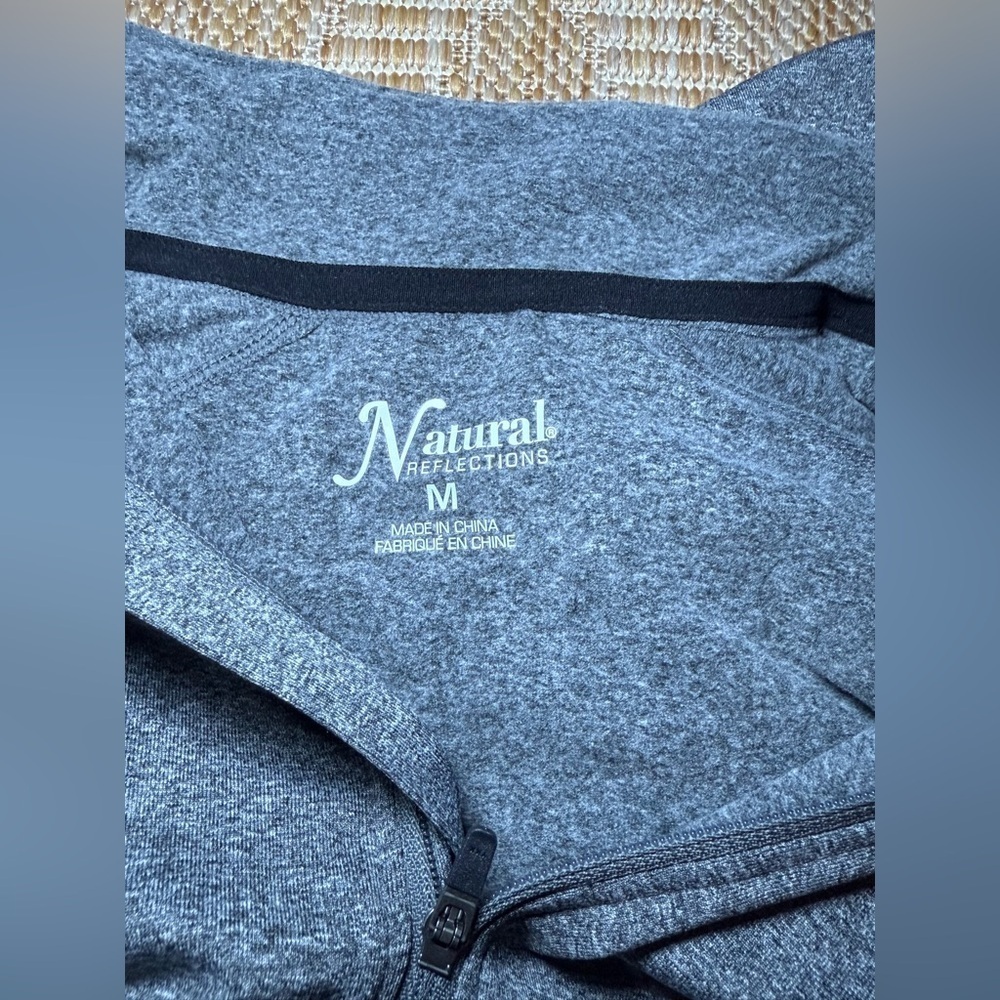 Natural Reflections Gray Quarter Zip Pullover Long Sleeve,Lightweight,Size M - Picture 7 of 8
